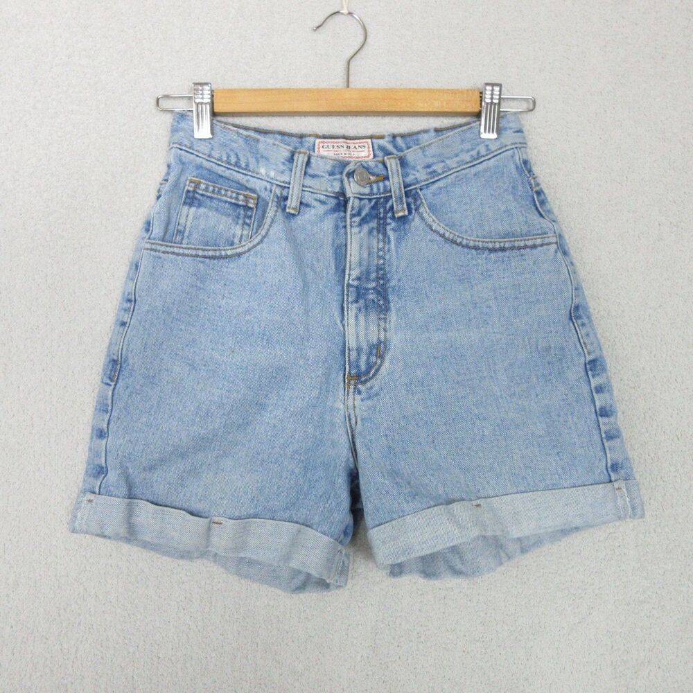 Vintage 90s Guess Jean Shorts Women's High Waisted Mom Jeans Size 28 Made In USA